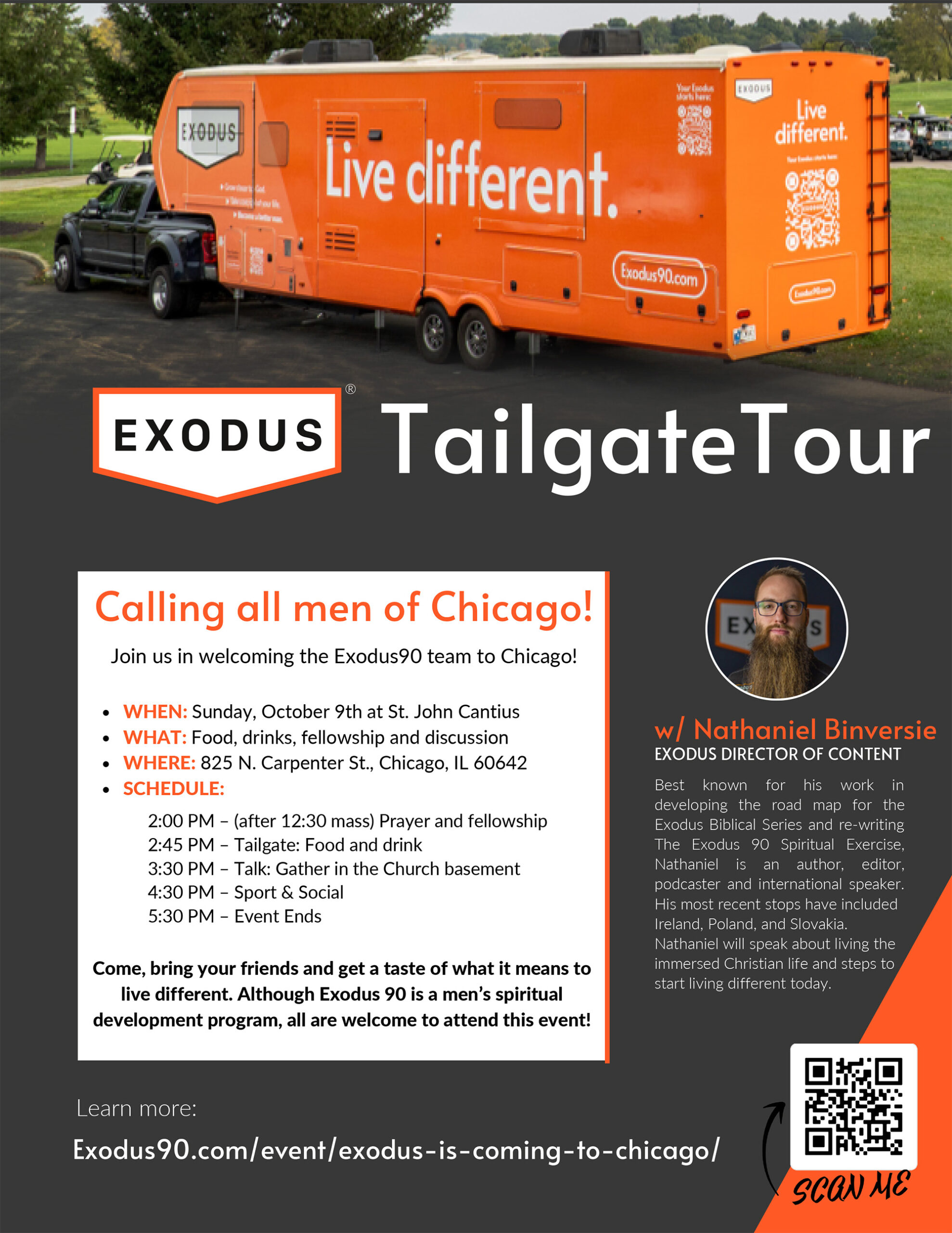 Exodus 90 Chicago Tailgate – Sun., Oct. 9th